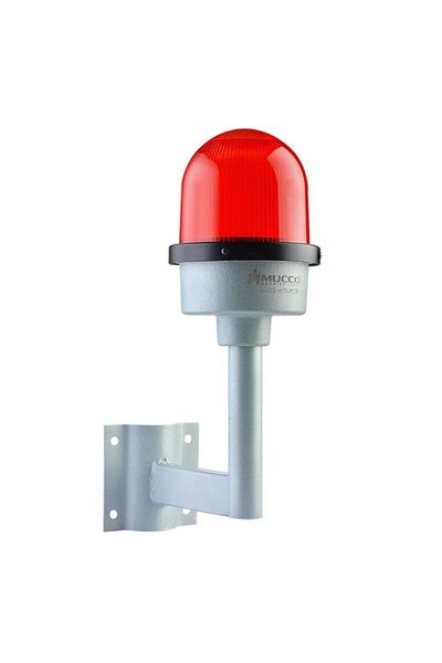 MUCCO SNT-U125-D1-22-1 Duvar Tipi Uçak İkaz Lambası Kırmızı 85-250V AC/DC IP65 Sabit/Flaşör/Çakar