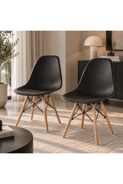 PixelsFurniture كرسي بلاستيك بقواعد خشبية من بكسل الأثاث - اثاث عصري لغرفة ال...