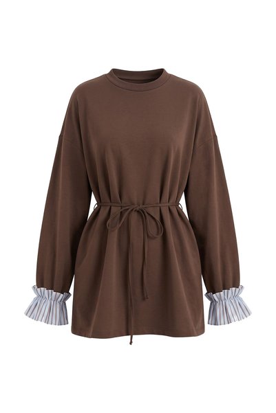 Loreen Coffee - Sleeveless Tunic with Paneled Trim COFFEE