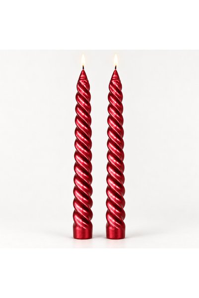 Generic Brand 2 Pcs Long Candle Red Spiral Taper,25cm Candles Long Unscented ...