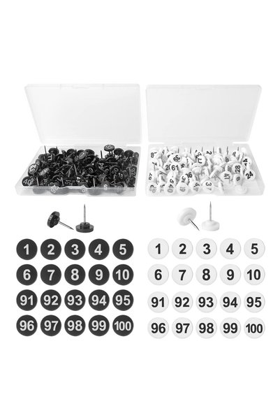 ALMEKAQUZ 200pcs Numbered Push Pin Tacks, 1-100 Sequential Number Tacks Push ...