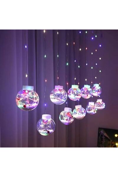 OEM Instalație cu LED-uri multicolore pentru Crăciun, perdea cu 10 globuri lu...