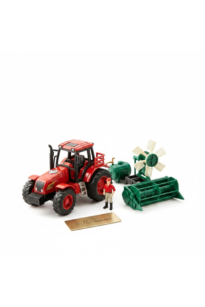 CasaDesteapta.ro Machetă de tractor cu volan în cabină, eșapament negru și ja...