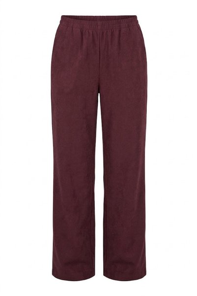 Loreen Burgundy - Woven Fabric Elasticated Hem Wide-Leg Pants BURGUNDY