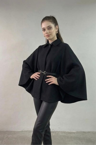miremiran Poncho Off White Original Cashmere Cape 20260003 Black