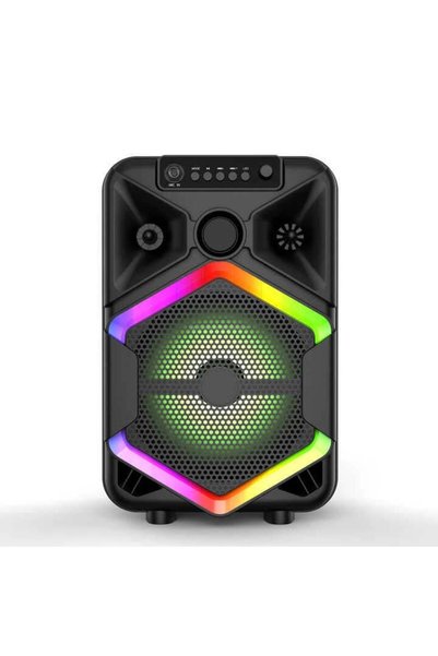 FOXMAG24 Portable Bluetooth Speaker, 10W, RGB Lights, Karaoke, Black