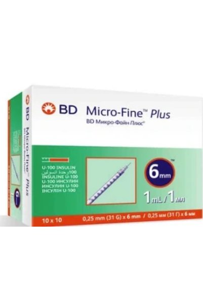 Bd محقنة إنسولين 1 مل 31G 6 مم