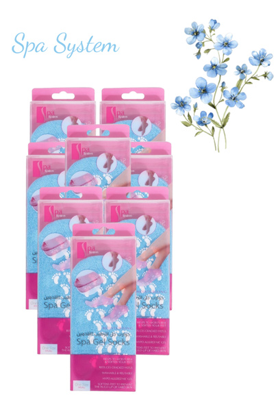 Spa System 8 Pieces Blue Spa Gel Socks