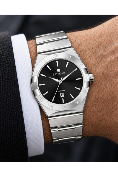 Raymond Rym-612431M Case and Strap in Stainless Steel - New Design - Steel Me...