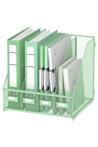 GENERAL DALTACK Desk Organizers Metal Magazine File Holder with 4 Vertical Co...