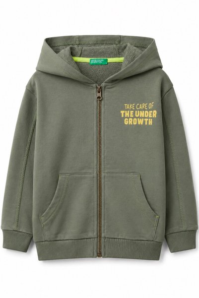 United Colors of Benetton Benetton Boys' Printed Hooded Sweatshirt with Zippe...