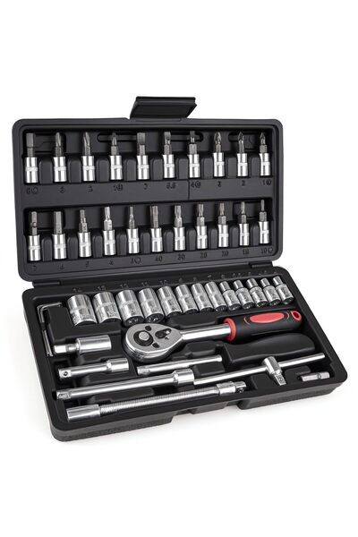 Generic 46PCS Socket Ratchet Wrench Set, 1/4 Inch Drive Small Tool Set with S...