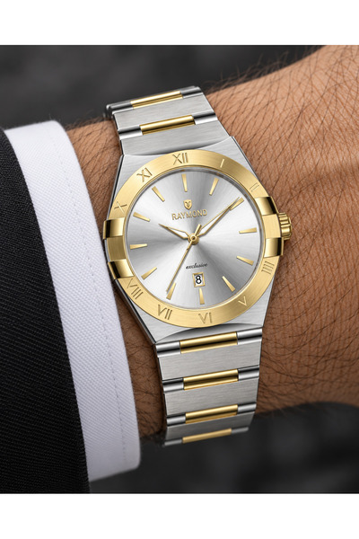 Raymond Rym-612431M Case and Strap in Stainless Steel - New Design - Steel Me...
