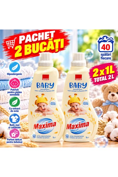 Sano Pachet 2 x Balsam de Rufe Maxima Baby, Hipoalergenic, cu Extract de Ovăz...