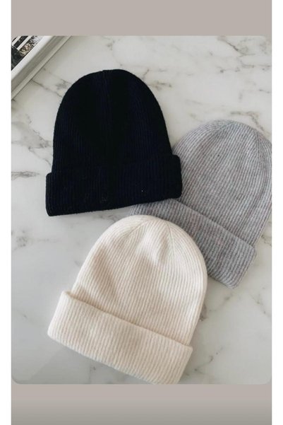 TNR SPORT Unisex Foldable Black-Gray-White 3-Piece Beanie Set