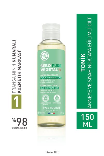 Yves Rocher Bitkisel Salisilik Asit & Sitrik Asit Yüz Tonik-Sebo Pure Vegetal...