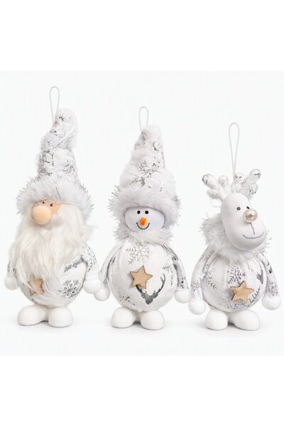 OEM Set de 3 figurine decorative pentru bradul de Crăciun, Moș Crăciun, om de...