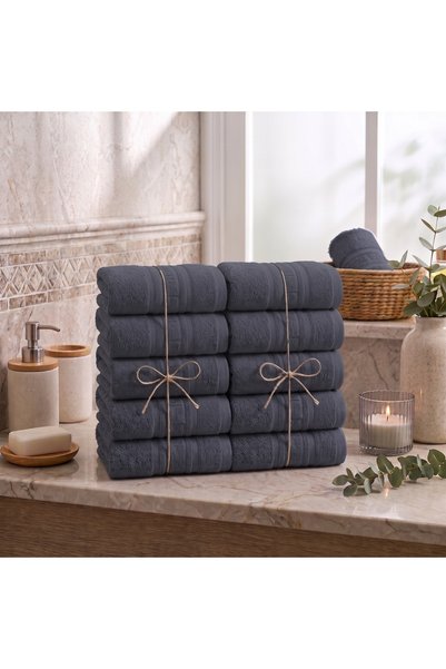 Ralex Pachet 10 prosoape baie 50x90 cm Bumbac 100%, Greek Border 500 grame/mp...