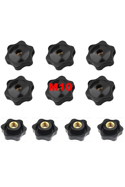 Generic Star Shape Head Knobs, Black Plastic Female Thread Clamping Knobs, Gr...
