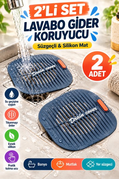OpenCity 2 Pieces of Gray Sink Drain Protector Silicone Mat, Hair Catcher, An...