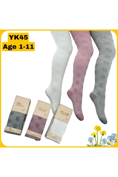 EfemİcGiyim Girls' Patterned Tights, 3 Pieces