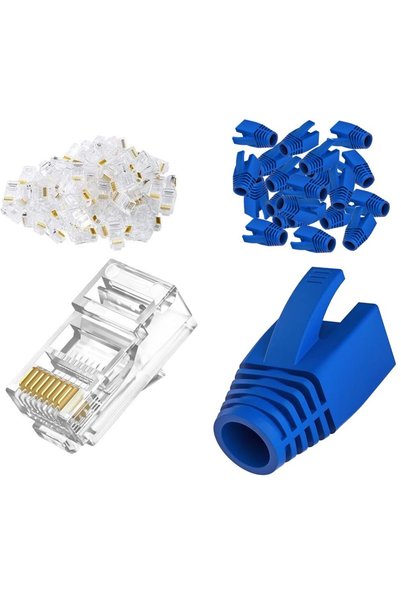 Generic موصلات كابل إيثرنت Cat6 RJ45 مع غلاف واقٍ، موصلات تثبيت كابلات الشبكة...