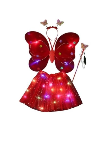 AMAMIA Costum de fluture cu aripi luminoase flexibile pentru copii, fustă din...