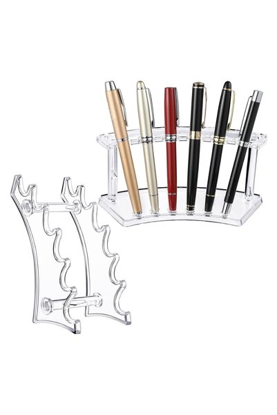 JOYZZZ Plastic Pen Holder, 2 Pieces Makeup Brush Rack Organizer, 6 Slot 2 Kin...