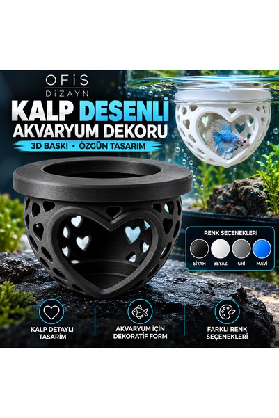 Ofis Dizayn 3D Baskı Desenli Akvaryum Dekoru Beta Saklanma Mağarası