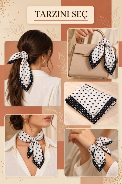 MÜJERİL'S Eșarfă bandana pentru femei Alyy, decorată cu pietre, 50x50, pătrat...