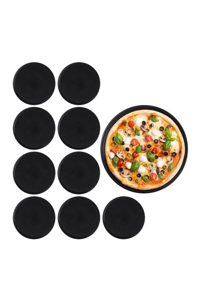Relaxdays Set de 10 tăvi pentru pizza Relaxdays, negre, 32 cm