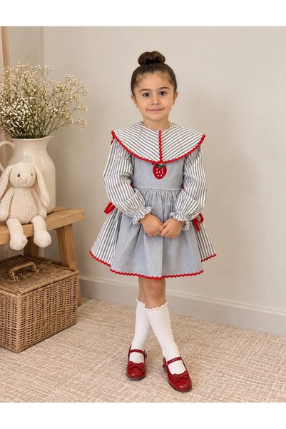 Genel Markalar Çilek Detaylı Vintage Elbise