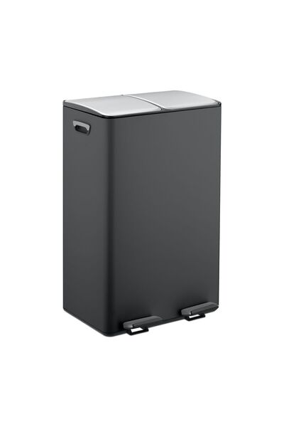 Relaxdays Κάδος απορριμμάτων 2 θηκών 2x30 l, Relaxdays, Μαύρο, 47,5 x 42 x 37 cm