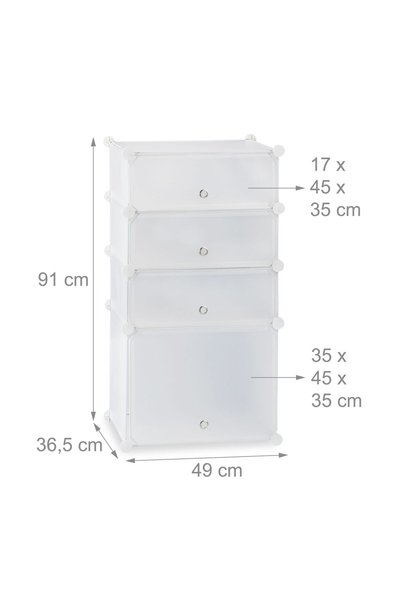 Relaxdays Dulap de pantofi, 4 compartimente, Relaxdays, alb, 91 x 49 x 36.5 cm