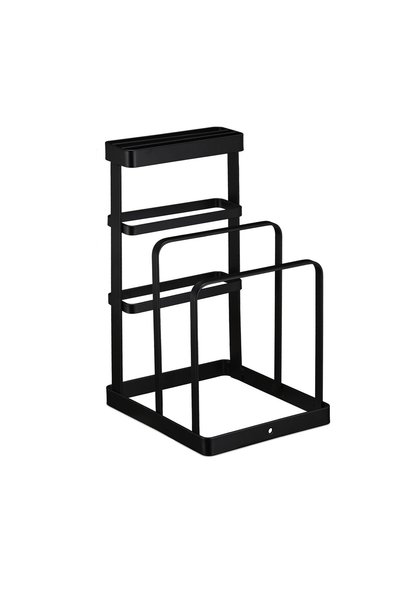 Relaxdays Suport pentru cuțit și tocător, oțel vopsit electrostatic, negru ma...