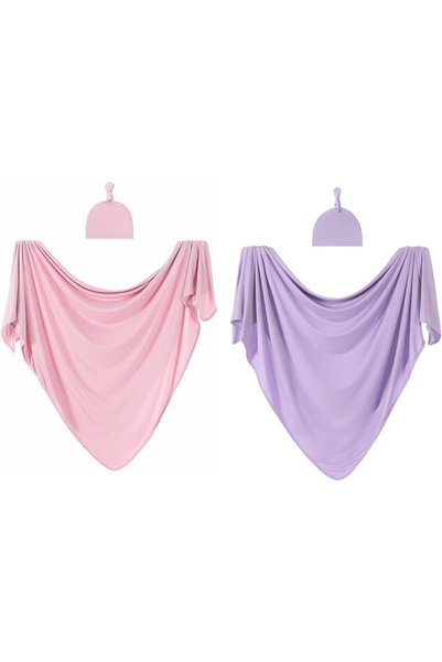 X SPRING Xspring Newborn Swaddle and Hat Set, 2 PCS Baby Swaddle Blanket with...