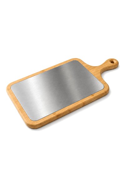 MAKRİ HOME Bamboo Cutting Board with Metal Surface – Double-Sided Rust-Resist...