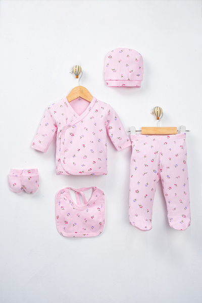 FURYATEX Baby Hospital Outfit Set with a Tiny Wildflower Pattern, 5-Piece, 10...