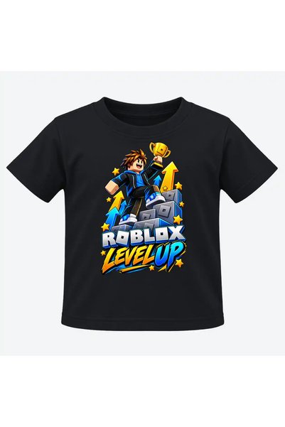 Malfini Tricou personalizat "Roblox – Level Up", Negru, Copil, Bumbac 100%,