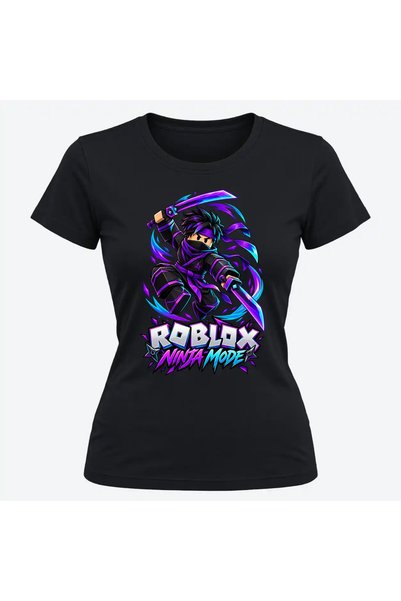 Malfini Tricou personalizat "Roblox – Ninja Mode", Negru, Dama, Bumbac 100%,