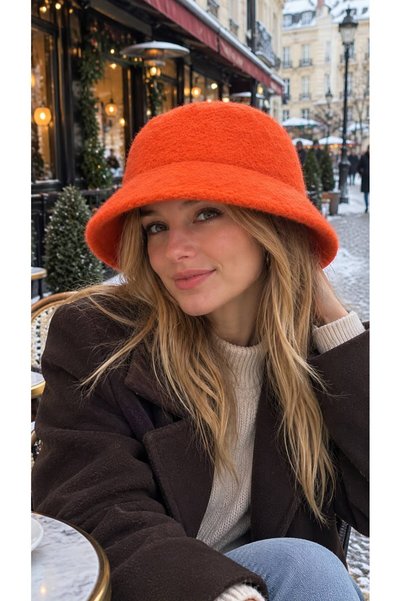 BALIENTE Ženski šešir od filca meke teksture Orange Lux