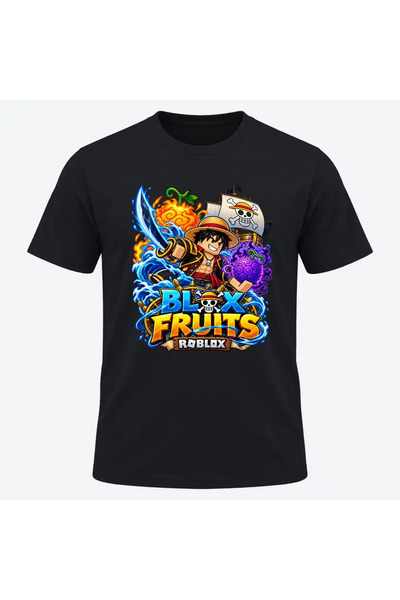 Malfini Tricou personalizat "Roblox – Blox Fruits", Negru, Barbat, Bumbac 100%,