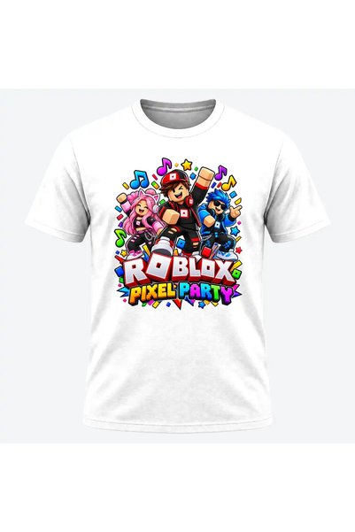 Malfini Tricou personalizat "Roblox – Pixel Party", Alb, Barbat, Bumbac 100%,