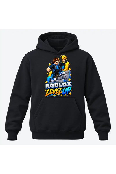 Malfini Hanorac personalizat "Roblox – Level Up", Negru, Barbat, Unisex, 65% ...