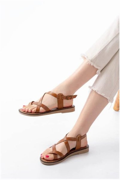 Nur store Çanta Women's Orthopedic Leather Open Genuine Leather Sandals · Col...