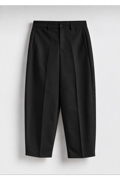 Heyya Women's Pants Barrel Pants Cloutte Pants High Stylish Boyfriend Wide Leg Black Fabric Pants