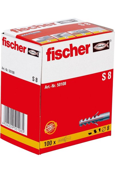 Fischer S8 (8 مم) 5/16" × 1-9/16" مرساة توسعة من النايلون ثنائية الاتجاه (100...