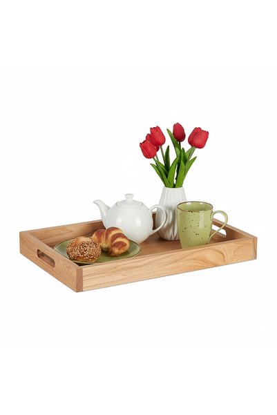Relaxdays Tavă de servire din nuc și MDF, maro deschis, 5x35x55 cm