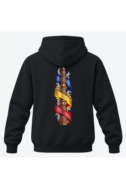 Malfini Hanorac personalizat "Tricolor – Coloana Neamului", Negru, Barbat, Un...