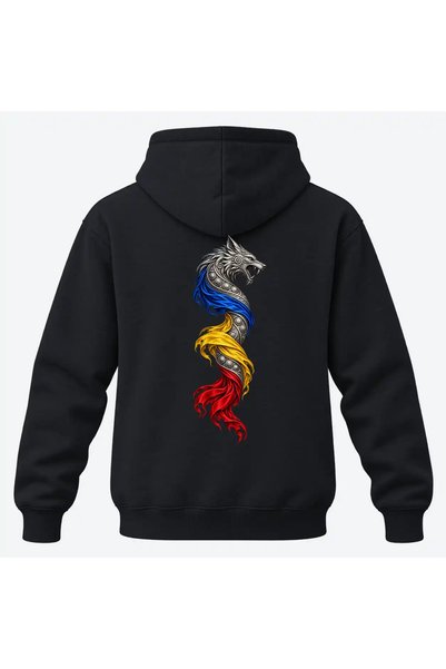 Malfini Hanorac personalizat "Tricolor – Strajerul Carpatilor", Negru, Barbat...